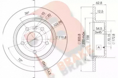 R BRAKE 78rbd22004 -  Тормозной диск